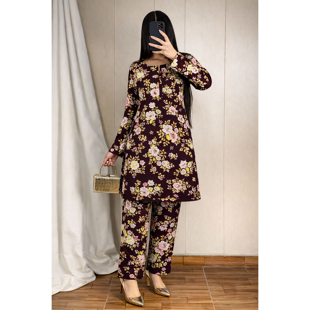 Burgundy Rose Charm – Two Piece Suit