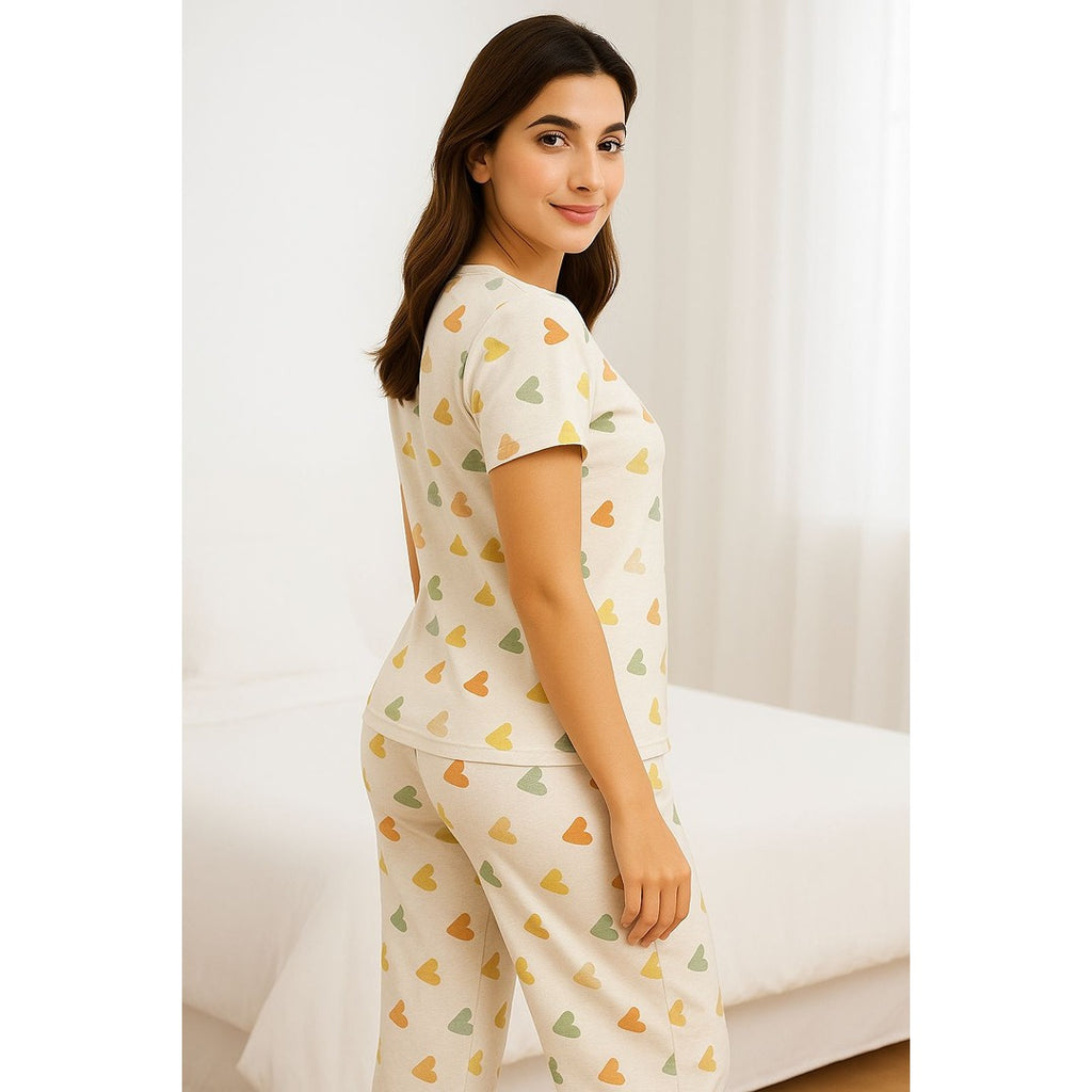 Soft Jersey Heart Print Night Suit