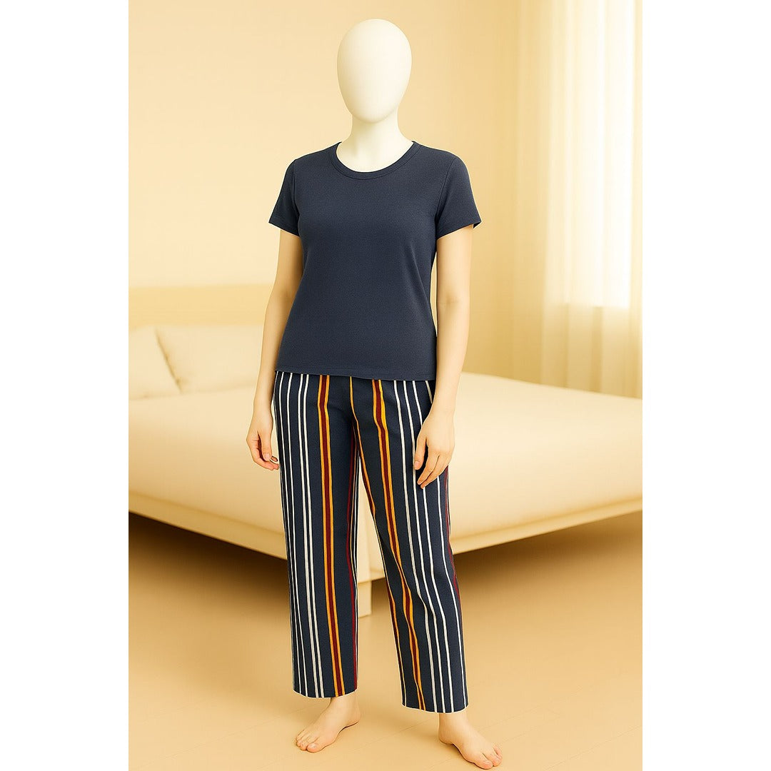 Women’s Jersey Night Suit – Printed Top & Pajama Set (Multiple Designs Available) – Soft Stretchable Fabric