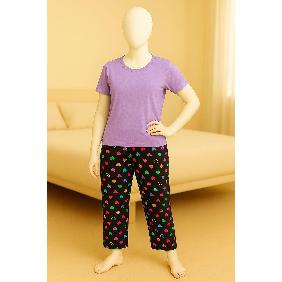 Heart Pajama set with lilac Top