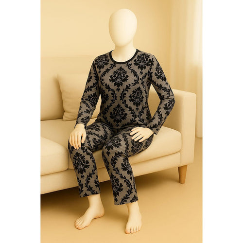 Elegant Floral Print Lounge Wear Set – Soft & Comfortable Night Suit