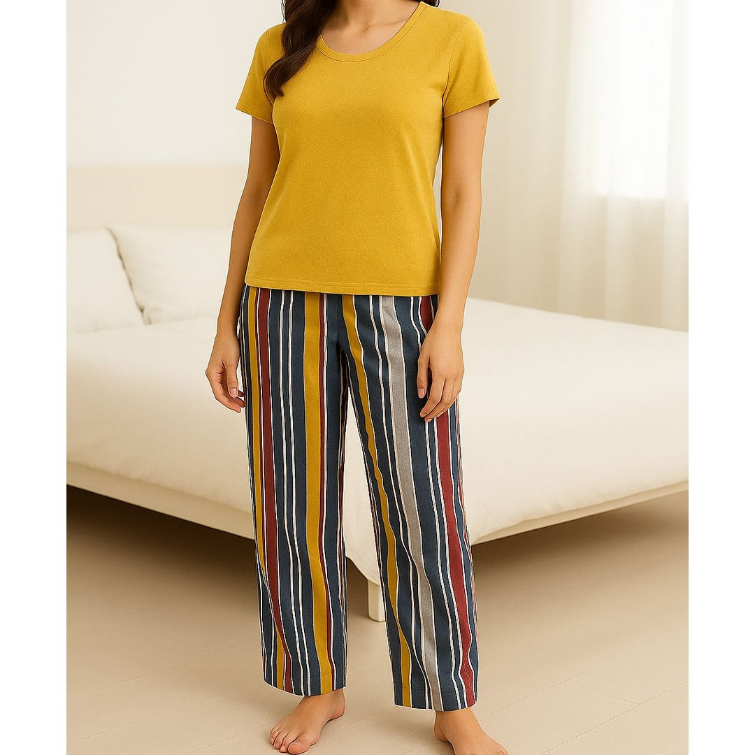 Women’s Jersey Night Suit – Printed Top & Pajama Set (Multiple Designs Available) – Soft Stretchable Fabric
